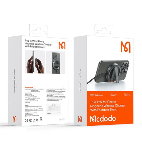 Incarcator Mcdodo Wireless (CH-5500), Magnetic, Stand, 15W, for iPhone, 1m, Gri