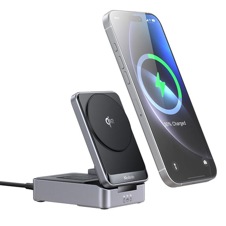 Incarcator Mcdodo Wireless Charging Station (CH-5192), with Wall Charger + Type-C Cable, Qi2, 22.5W, MagQ, Gri