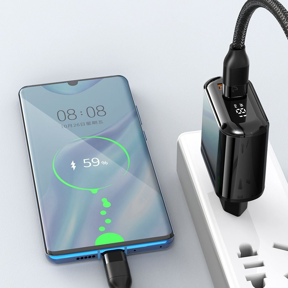 Incarcator Mcdodo Chocolate Series (CH-7170), USB-C/A, 20W, Digital Display, PD + QC, Negru
