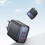 Incarcator Mcdodo (CH-2180), 2x USB-C, 1x USB-A, 30W, Fast Charger, Digital Display, Negru