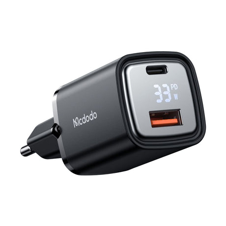 Incarcator Mcdodo Graphite Series (CH-1701), USB-A, USB-C, 33W, Fast Charger, Digital Display, Negru