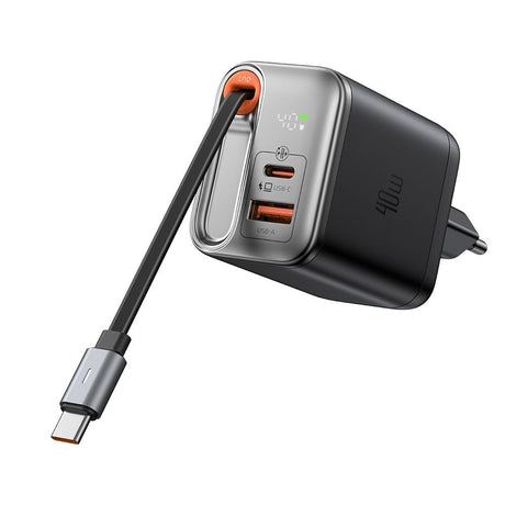 Incarcator Mcdodo (CH-4281), USB-A/USB-C, 40W, Cablu Retractabil, Negru