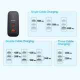 Incarcator Mcdodo Travel Adapter Mecha Series (CH-8442), Cable Included, UK/US/EU Plugs, 65W, 2x Type-C, USB-A, Negru