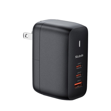 Incarcator Mcdodo Travel Adapter Mecha Series (CH-8442), Cable Included, UK/US/EU Plugs, 65W, 2x Type-C, USB-A, Negru