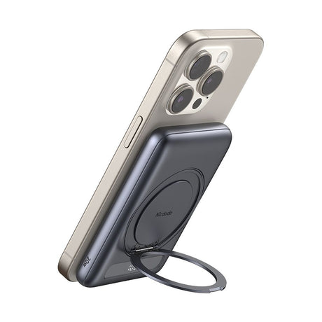 Baterie externa Mcdodo Magnetic Meta Series (MC-8361), Built-in 360° Ring Stand, 5000mAh, 20W, Digital Display, Gri Inchis