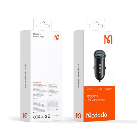 Incarcator Mcdodo Car Obsidian Series (CC-7491), Type-C, PD30W, Smart IC, Mini Size, 1.2m, Negru