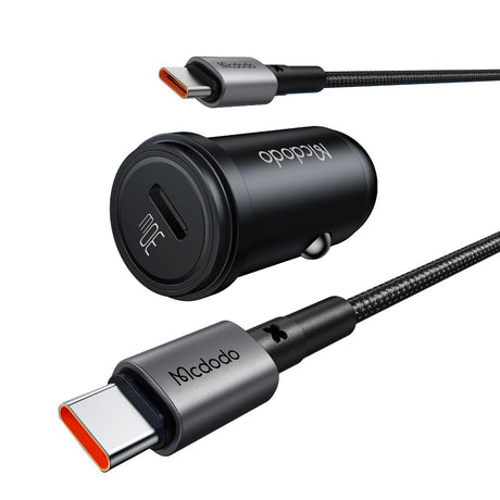Incarcator Mcdodo Car Obsidian Series (CC-7493), Type-C Cable Included, PD30W, Smart IC, Mini Size, 1.2m, Negru