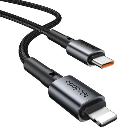 Incarcator Mcdodo Car Obsidian Series (CC-7492), Type-C to Lightning Cable Included, PD30W, Smart IC, Mini Size, 1.2m, Negru