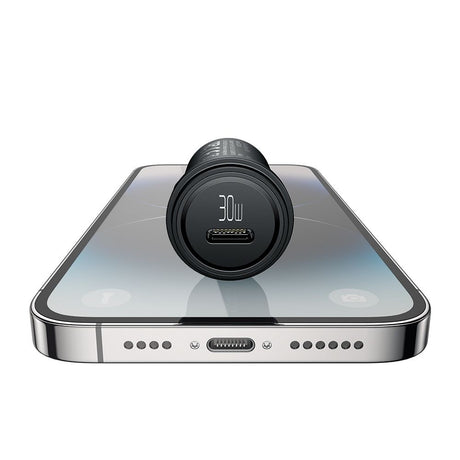 Incarcator Mcdodo Car Obsidian Series (CC-7492), Type-C to Lightning Cable Included, PD30W, Smart IC, Mini Size, 1.2m, Negru