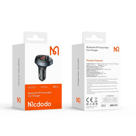 Incarcator Mcdodo FM Modulator with Car (CC-6880), 2x USB-A, with LED Display, 2.1A, Negru