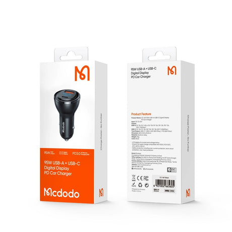 Incarcator Mcdodo Car (CC-5670), Dual Port, 95W, Fast Charge, Smart LED Digital Display, Negru