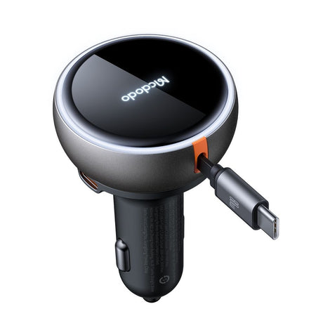 Incarcator Mcdodo Car (CC-4850), with USB-C Retractable Cable, 80W, Dual Port, Indicator Light Ring, 80cm, Negru
