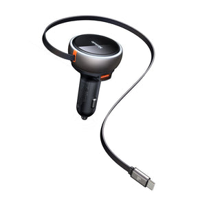 Incarcator Mcdodo Car (CC-4850), with USB-C Retractable Cable, 80W, Dual Port, Indicator Light Ring, 80cm, Negru