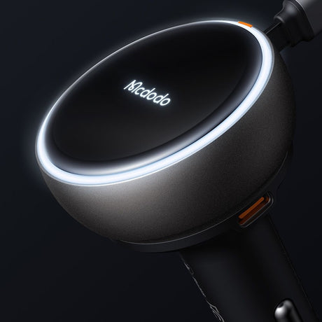 Incarcator Mcdodo Car (CC-4850), with USB-C Retractable Cable, 80W, Dual Port, Indicator Light Ring, 80cm, Negru