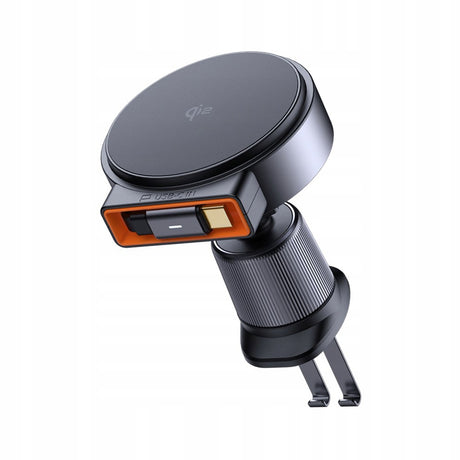 Suport Mcdodo with Wireless Charging (CH-0090), for Air Vent, 15W, Qi2, Built-in Retractable Cable, Negru