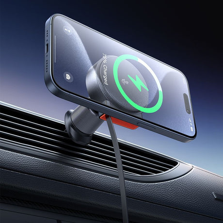 Suport Mcdodo with Wireless Charging (CH-0091), for Air Vent, 15W, Qi2, Built-in Retractable Cable, Auriu Desert