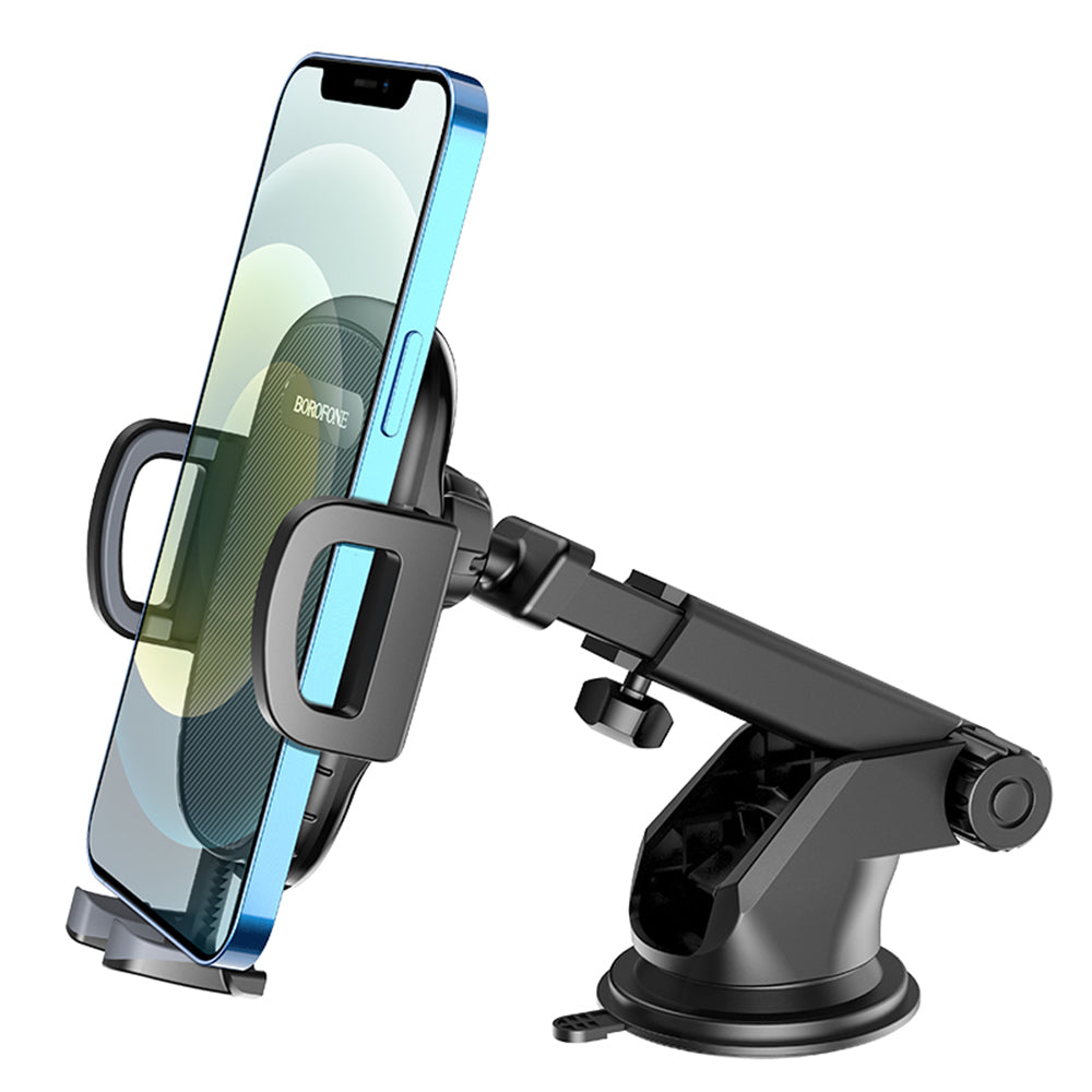 Suport Borofone Windy (BH53), with Suction Cup, for Dashboard/Windshield, 4.5-6.7" Phone, Negru Grey