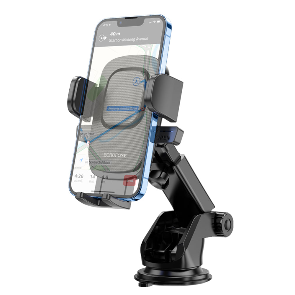 Suport Borofone Dainty (BH60), with Suction Cup, for Dashboard/Windshield, 4.5-7" Phone, Negru Grey