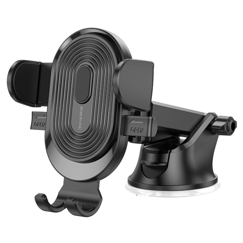 Suport Borofone Experience (BH85), with Suction Cup, for Dashboard/Windshield, 360° Adjust, Telescopic Arm, 4.7–7", Negru