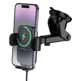 Suport Borofone with Wireless Charging Leading (BH222), for Dashboard/Windshield, Secure Grip, 15W, Negru Metal Grey