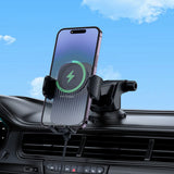 Suport Borofone with Wireless Charging Leading (BH222), for Dashboard/Windshield, Secure Grip, 15W, Negru Metal Grey
