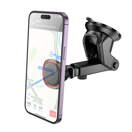 Suport Borofone Roman (BH125), Magnetic, with Suction Cup, for Dashboard/Windshield, 360° Adjust, Negru Gray
