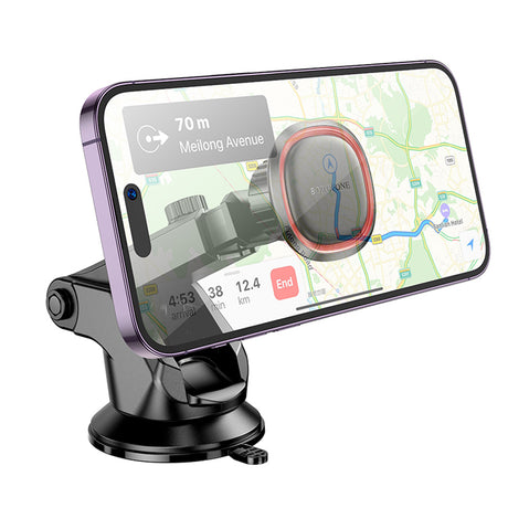 Suport Borofone Roman (BH125), Magnetic, with Suction Cup, for Dashboard/Windshield, 360° Adjust, Negru Gray