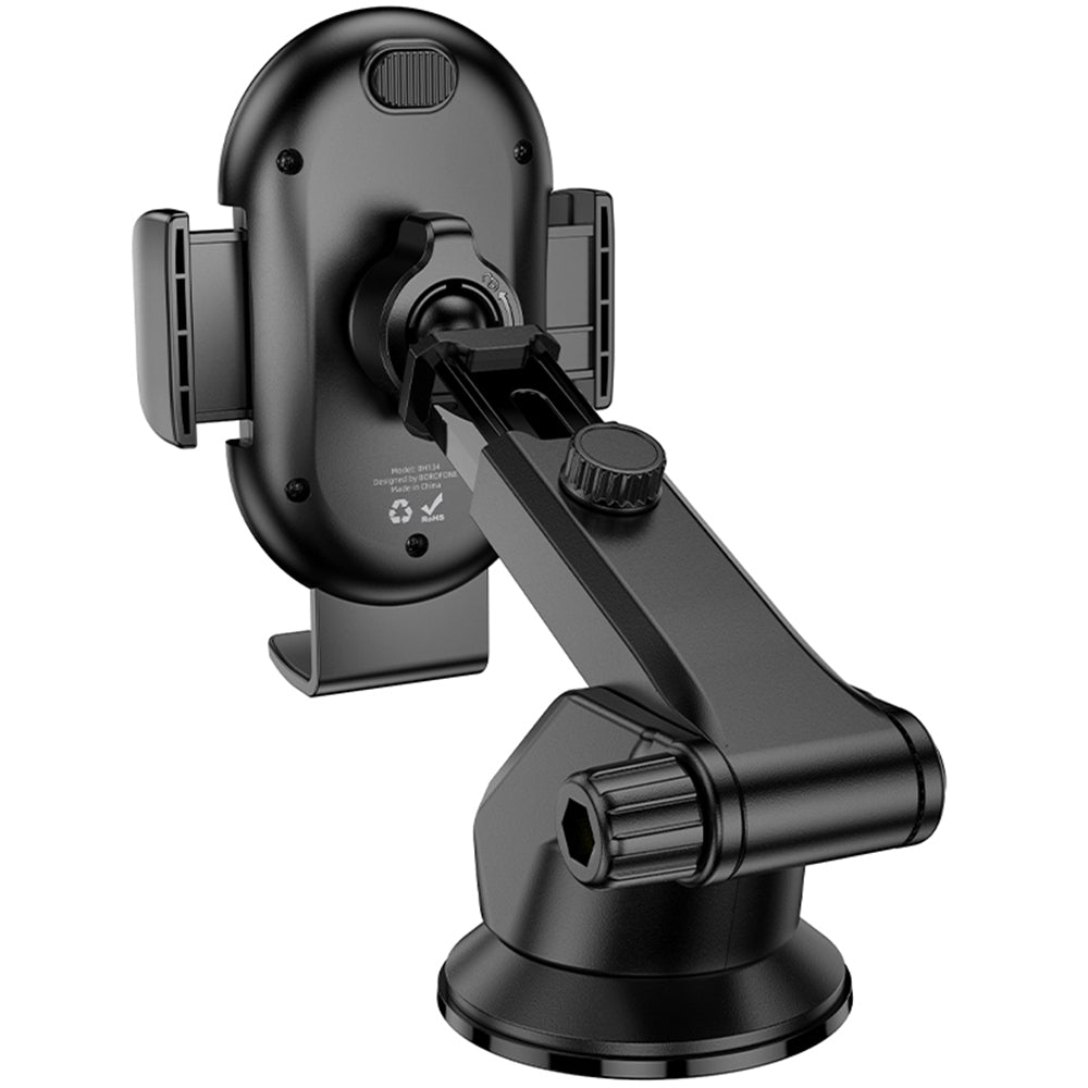 Suport Borofone Rio (BH134), for Dashboard/Windshield, 360° Adjust, ABS, Silicone, 4.5–7", Negru