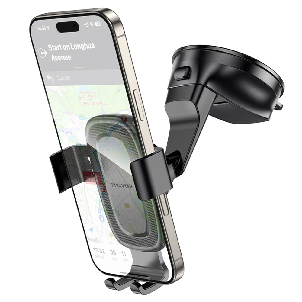 Suport Borofone Follower Gravity (BH130), for Dashboard/Windshield, 360° Adjust, ABS, Silicone, 6.1-7", Negru