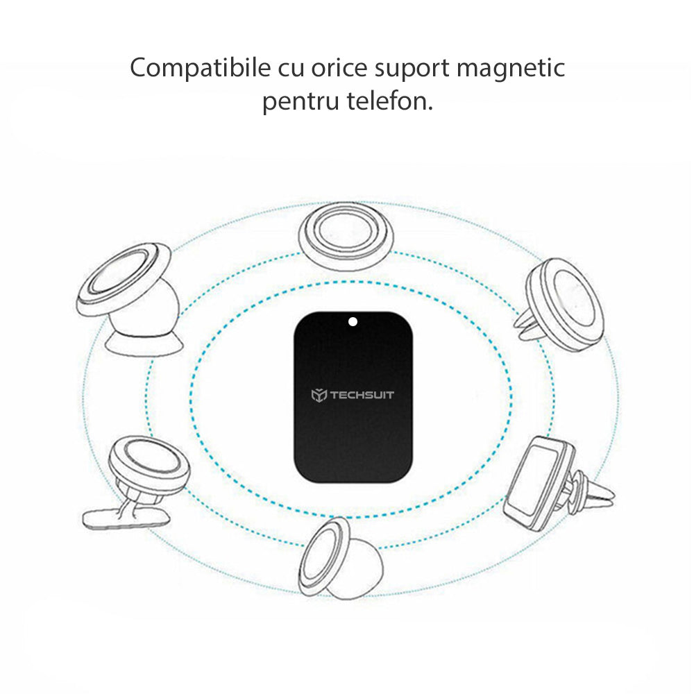Suport Techsuit (set de 2) Metal Plate (MP03), with Matte Cover Paint, Negru