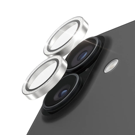 Folie de protectie PanzerGlass® Hoops® Camera Lens compatibil cu iPhone 17 / iPhone 16 / iPhone 16 Plus, Glitter Silver