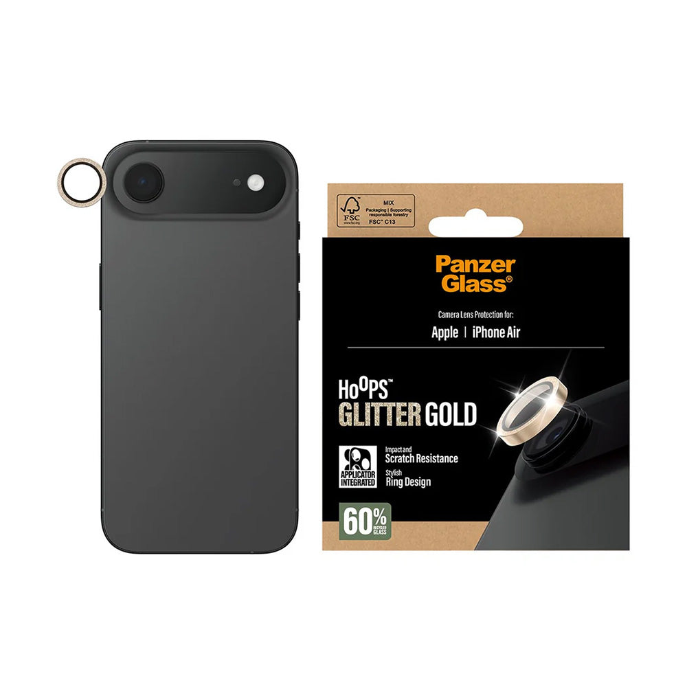 Folie de protectie PanzerGlass® Hoops® Camera Lens compatibil cu iPhone 17 Air, Glitter Gold