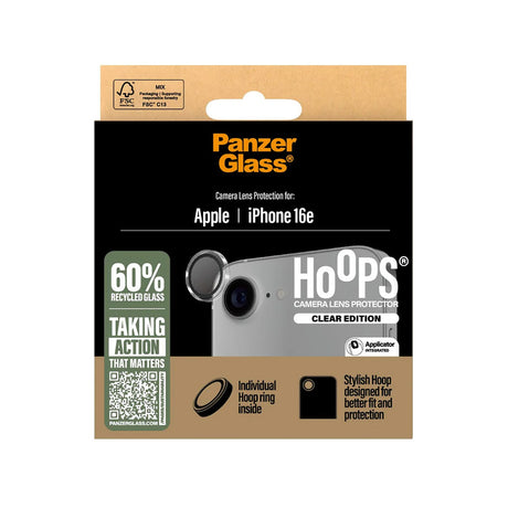 Folie de protectie PanzerGlass® Hoops® Camera Lens compatibil cu iPhone 16e / iPhone 17e, Transparent