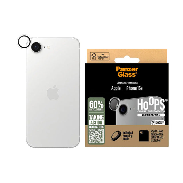 Folie de protectie PanzerGlass® Hoops® Camera Lens compatibil cu iPhone 16e / iPhone 17e, Transparent