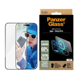 Folie de protectie PanzerGlass® Ultra-Wide Fit Gaming compatibil cu iPhone 16 Pro, Negru Mat