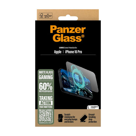 Folie de protectie PanzerGlass® Ultra-Wide Fit Gaming compatibil cu iPhone 16 Pro, Negru Mat