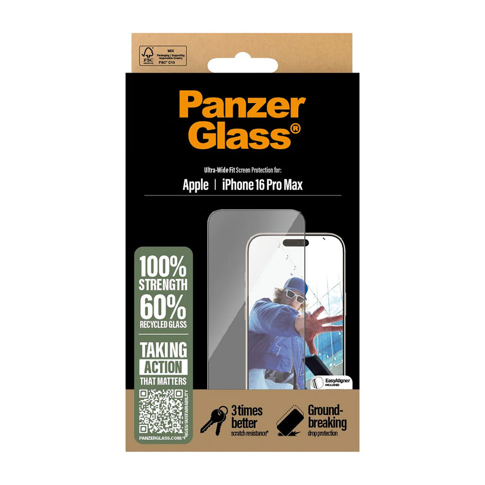 Folie de protectie PanzerGlass® Ultra-Wide Fit compatibil cu iPhone 16 Pro Max, Negru