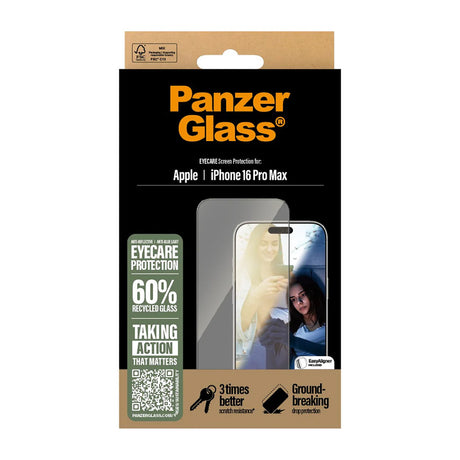 Folie de protectie PanzerGlass® Ultra-Wide Fit EyeCare compatibil cu iPhone 16 Pro Max, Negru