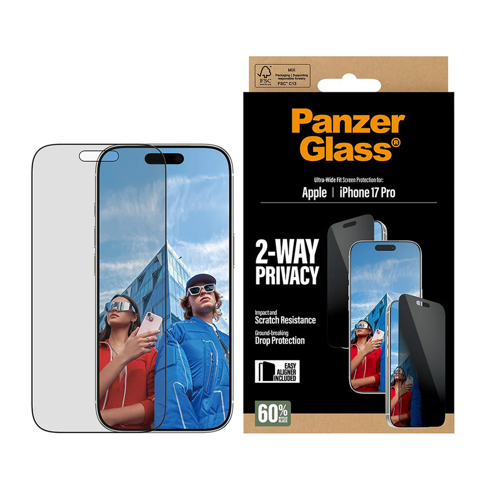 Folie de protectie PanzerGlass® Ultra-Wide Fit 2-Way Privacy w. EasyAligner compatibil cu iPhone 17 Pro, Negru