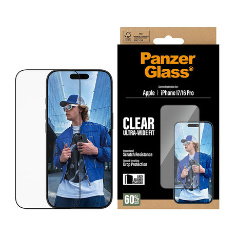Folie de protectie PanzerGlass® Ultra-Wide Fit w. EasyAligner compatibil cu iPhone 17 / iPhone 16 Pro, Negru