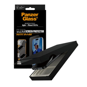 Folie de protectie PanzerGlass® Ultra-Wide Fit w. FASTFIT IN-A-BOX compatibil cu iPhone 17 / iPhone 16 Pro, Negru