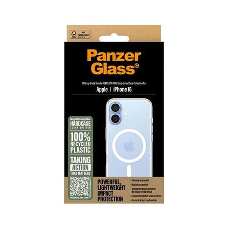 Husa de protectie PanzerGlass® HardCase White MagSafe Series compatibil cu iPhone 16, Transparent