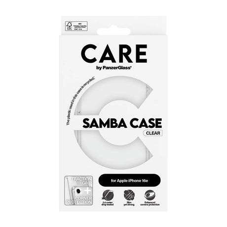 Husa de protectie PanzerGlass® CARE Fashionable compatibil cu iPhone 16e / iPhone 17e, Samba Transparent