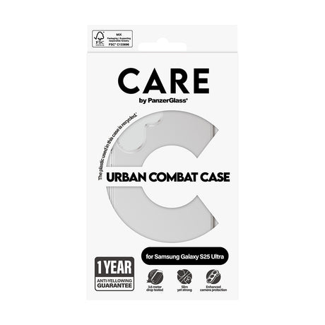 Husa de protectie PanzerGlass® CARE Flagship Urban Combat compatibil cu Samsung Galaxy S25, Transparent