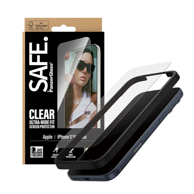 Folie de protectie PanzerGlass® SAFE. Ultra-Wide Fit w. EasyAligner compatibil cu iPhone 17 Pro Max, Transparent