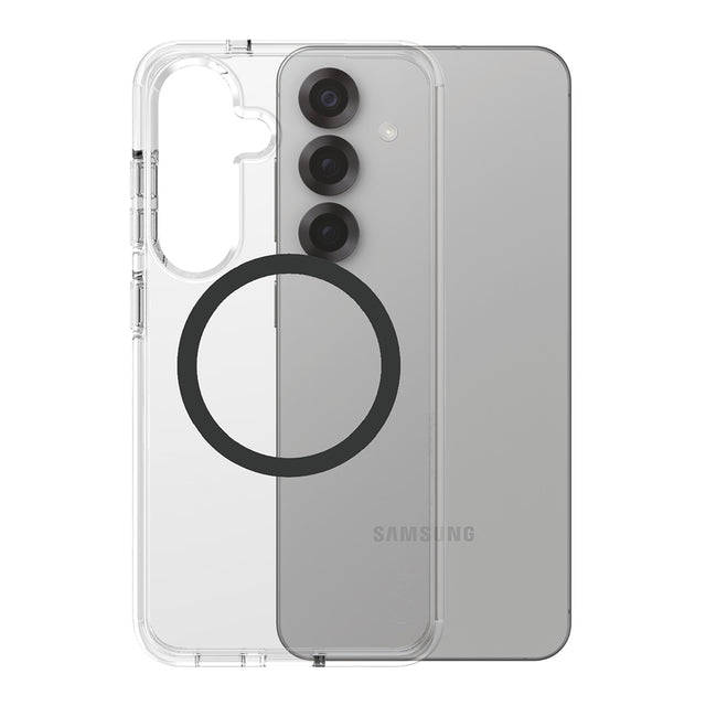 Husa de protectie PanzerGlass® CARE Flagship Urban Combat Black Qi Compatible compatibil cu Samsung Galaxy S25, Transparent