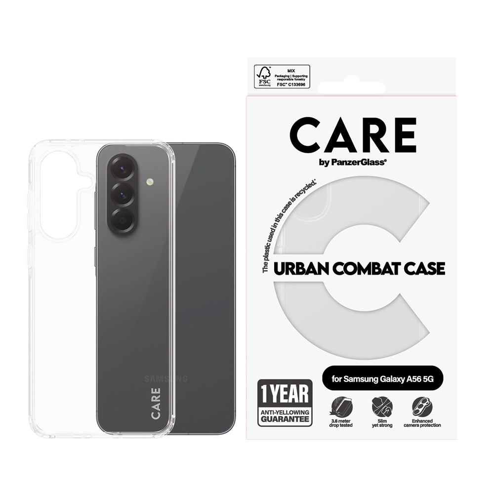 Husa de protectie PanzerGlass® CARE Flagship Urban Combat compatibil cu Samsung Galaxy A56 5G, Transparent