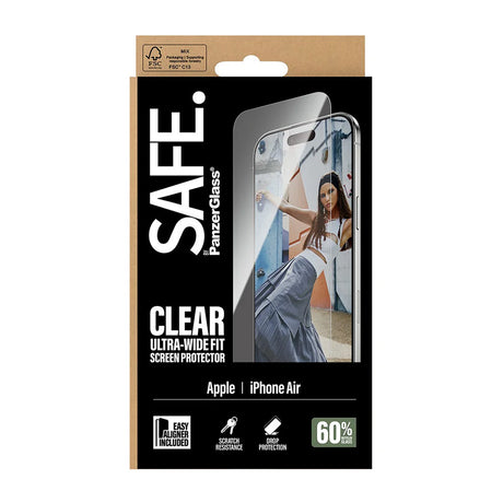 Folie de protectie PanzerGlass® SAFE. Ultra-Wide Fit w. EasyAligner compatibil cu iPhone 17 Air, Transparent