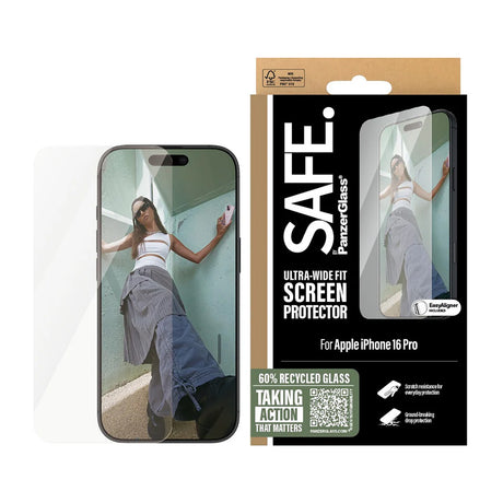 Folie de protectie PanzerGlass® SAFE. Ultra-Wide Fit compatibil cu iPhone 16 Pro, Transparent