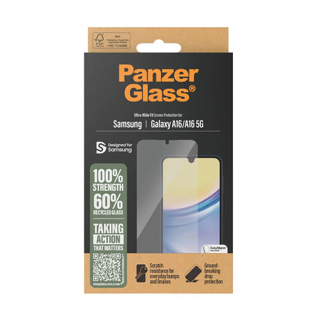 Folie de protectie PanzerGlass® Ultra-Wide Fit w. EasyAligner compatibil cu Samsung Galaxy A16 4G / A16 5G, Transparent
